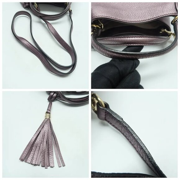 GUCCI Soho Purple Leather Satchel 818-041625 - Picture 7 of 12